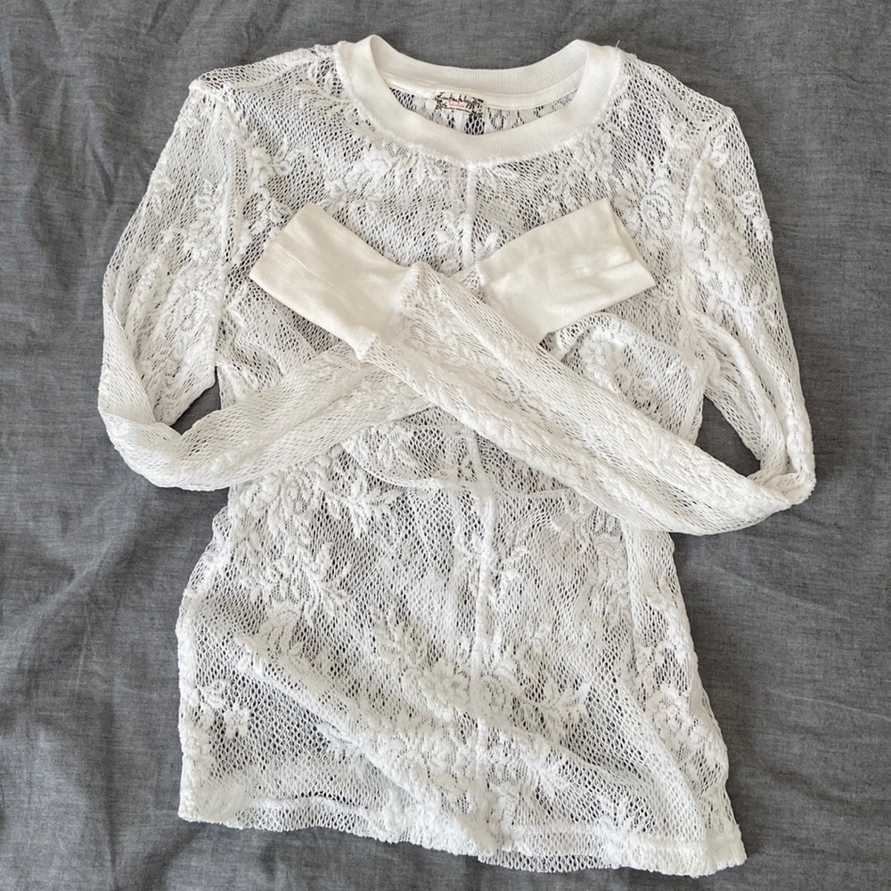 Free People Lace Long Sleeve Shirt